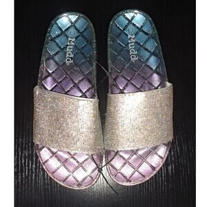 Iridescent Pink Purple & Blue Mudd Slide Slipper Sandals Size 9